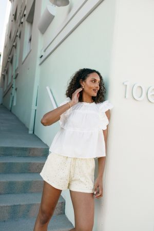 Elaine Ruffle Top – Off White