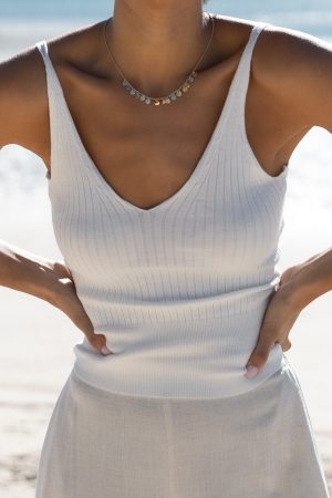 Gemma V Neck Tank Top – Ivory
