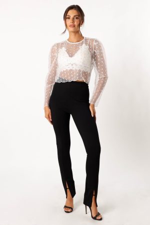 Gwen Embellished Top – Cream