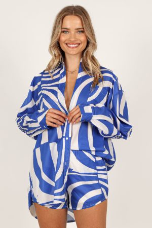 Heather Cotton Shirt – Blue Print