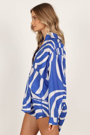 Heather Cotton Shirt – Blue Print