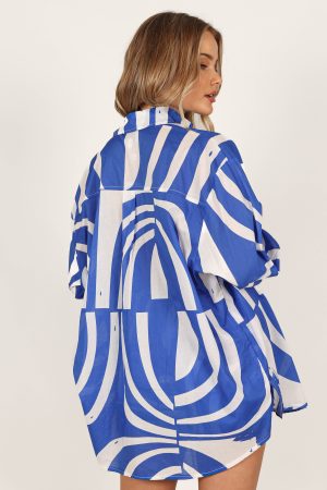 Heather Cotton Shirt – Blue Print