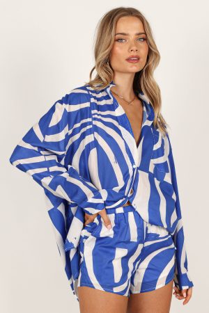 Heather Cotton Shirt – Blue Print