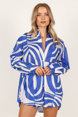 Heather Cotton Shirt – Blue Print