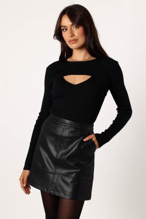 Jupiter Long Sleeve Knit Top – Black