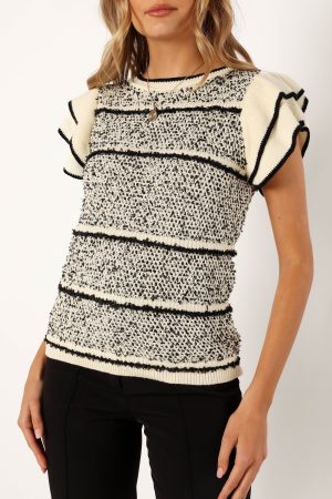 Lydia Knit Top – Ivory Black