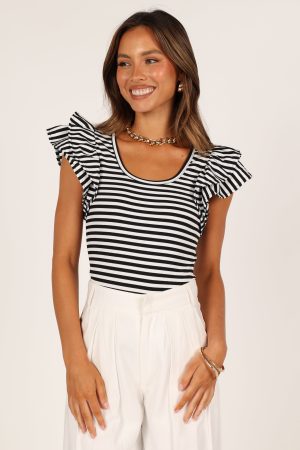 Martina Ribbed Top – Black Stripe