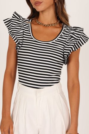 Martina Ribbed Top – Black Stripe