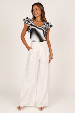 Martina Ribbed Top – Black Stripe