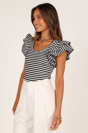 Martina Ribbed Top – Black Stripe