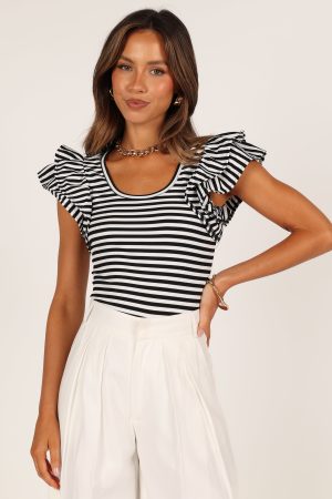 Martina Ribbed Top – Black Stripe