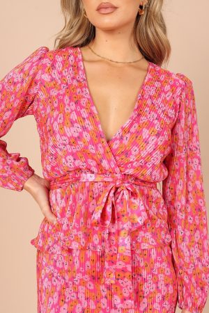 Minelli Pleat Top – Hot Pink