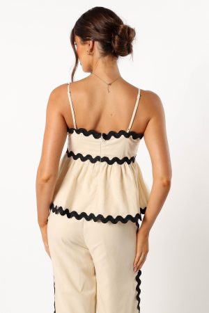Mollymook Top – Cream Black