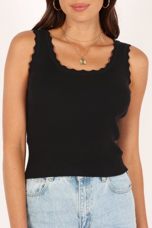 Monique Ribbed Tank Top – Black