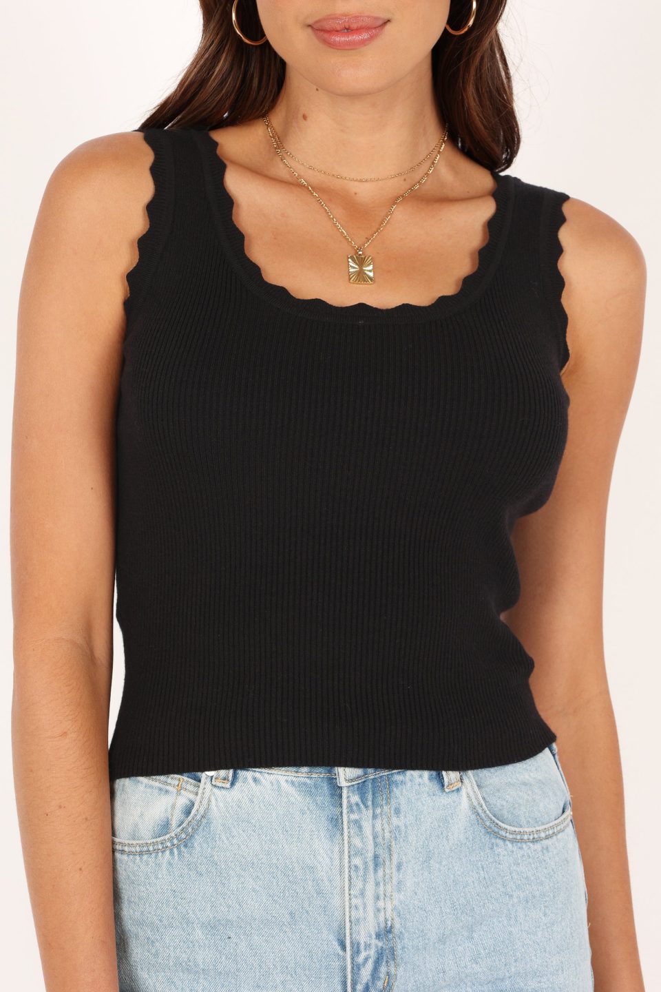 Monique Ribbed Tank Top - Black