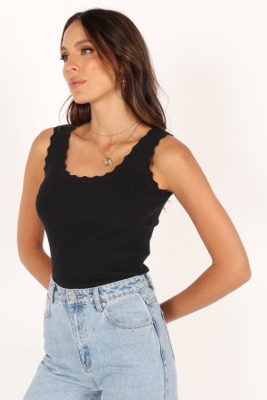 Monique Ribbed Tank Top – Black