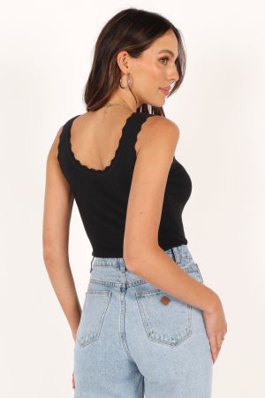 Monique Ribbed Tank Top – Black
