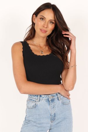 Monique Ribbed Tank Top – Black