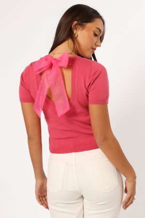 Shannon Bow Top – Fuchsia
