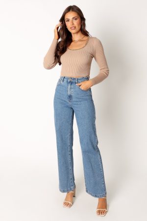 Wells Long Sleeve Knit Top – Taupe