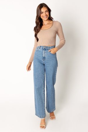 Wells Long Sleeve Knit Top – Taupe