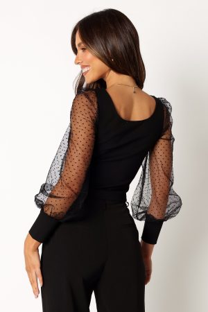 Wesson Sheer Sleeve Top – Black