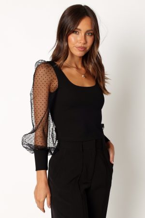 Wesson Sheer Sleeve Top – Black